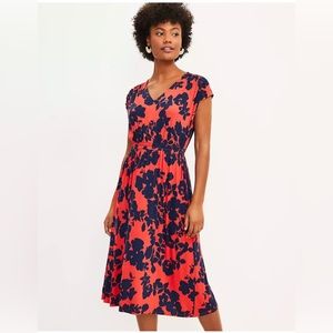 NWT LOFT Bouquet Tie Back Midi Dress